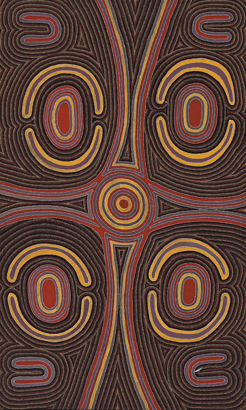 Australian Aboriginal Art Painting by Louie Pwerle of Utopia in 1994.